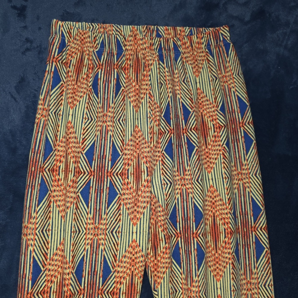LuLaRoe Leggings One Size Orange Yellow Blue Geometric
